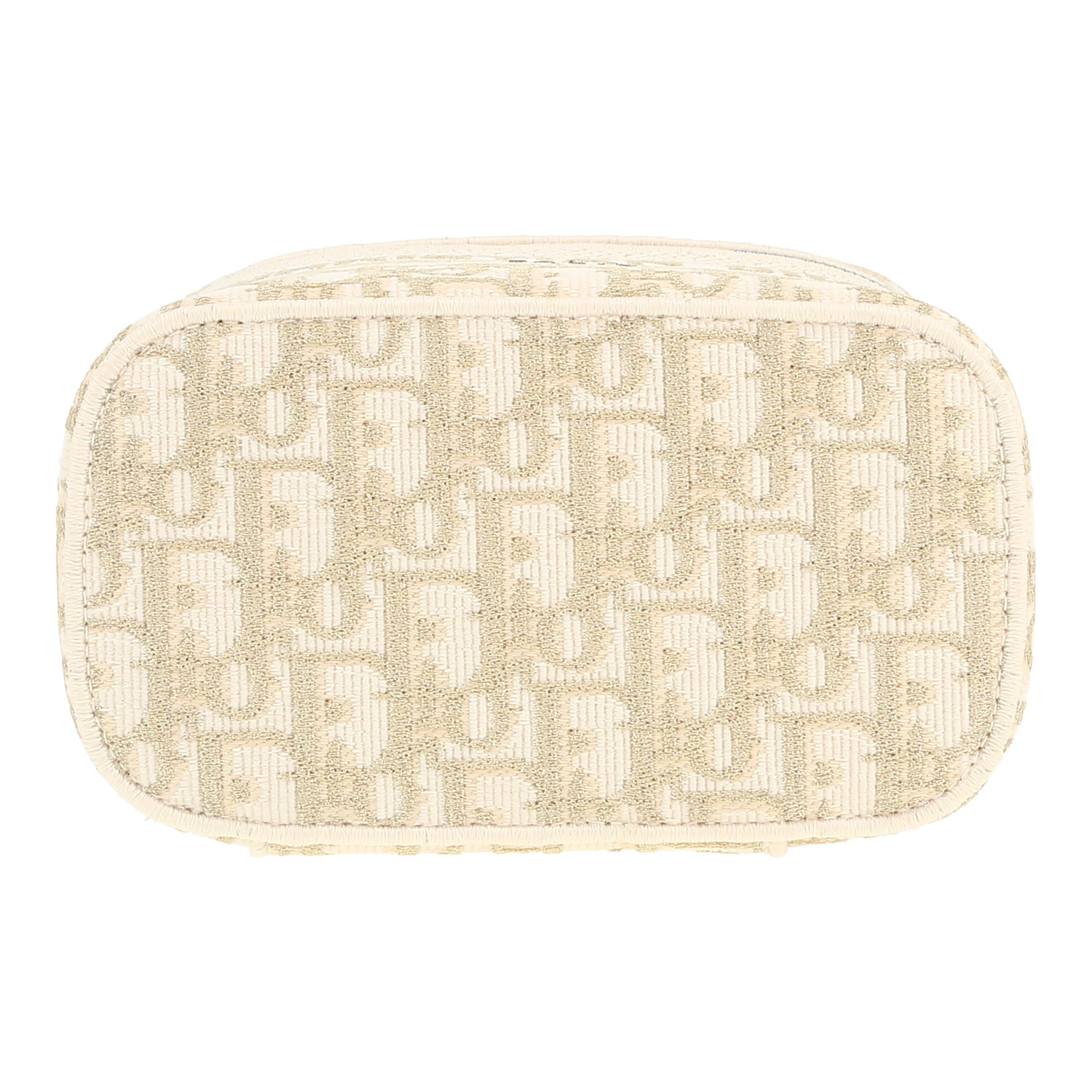 Bolso bandolera Dior  Travel Vanity en lona Monogram Oblique beige y dorada - Detail D1