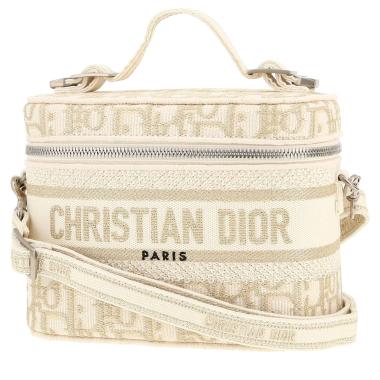 Borsa a tracolla Dior  Travel Vanity in tessuto a monogramma Oblique beige e dorato
