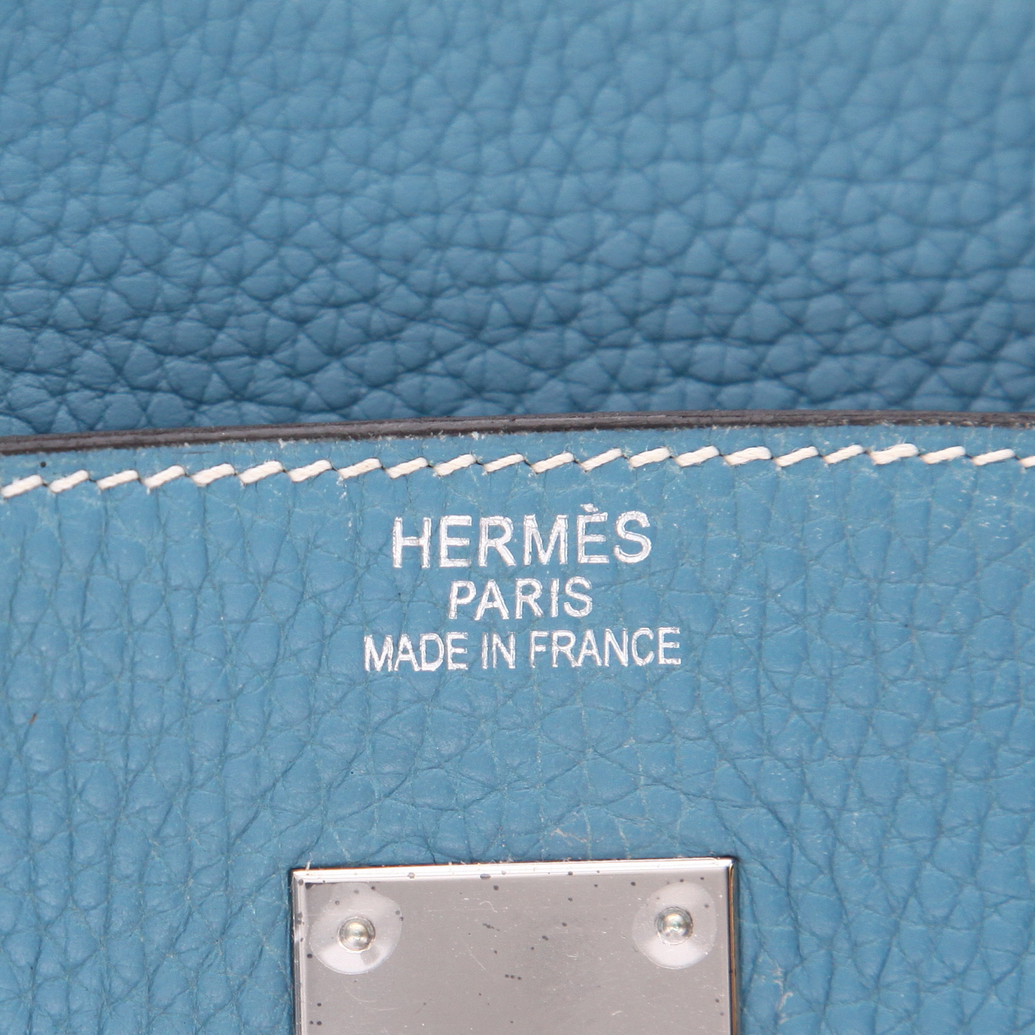 Borsa Hermès  Birkin 40 cm in pelle togo blu - Detail D2