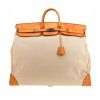 Sac de voyage Hermès  Haut à Courroies en toile beige et cuir naturel - 360 thumbnail