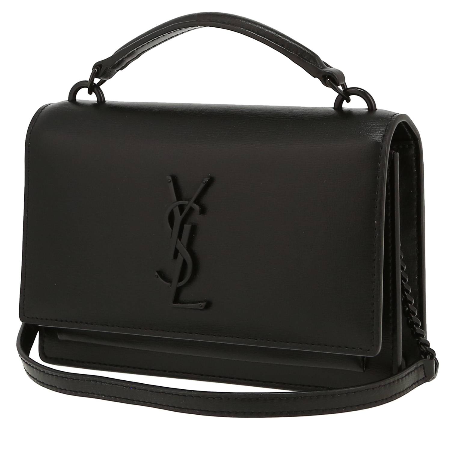 Bolso bandolera Saint Laurent  Sunset mini  en cuero negro