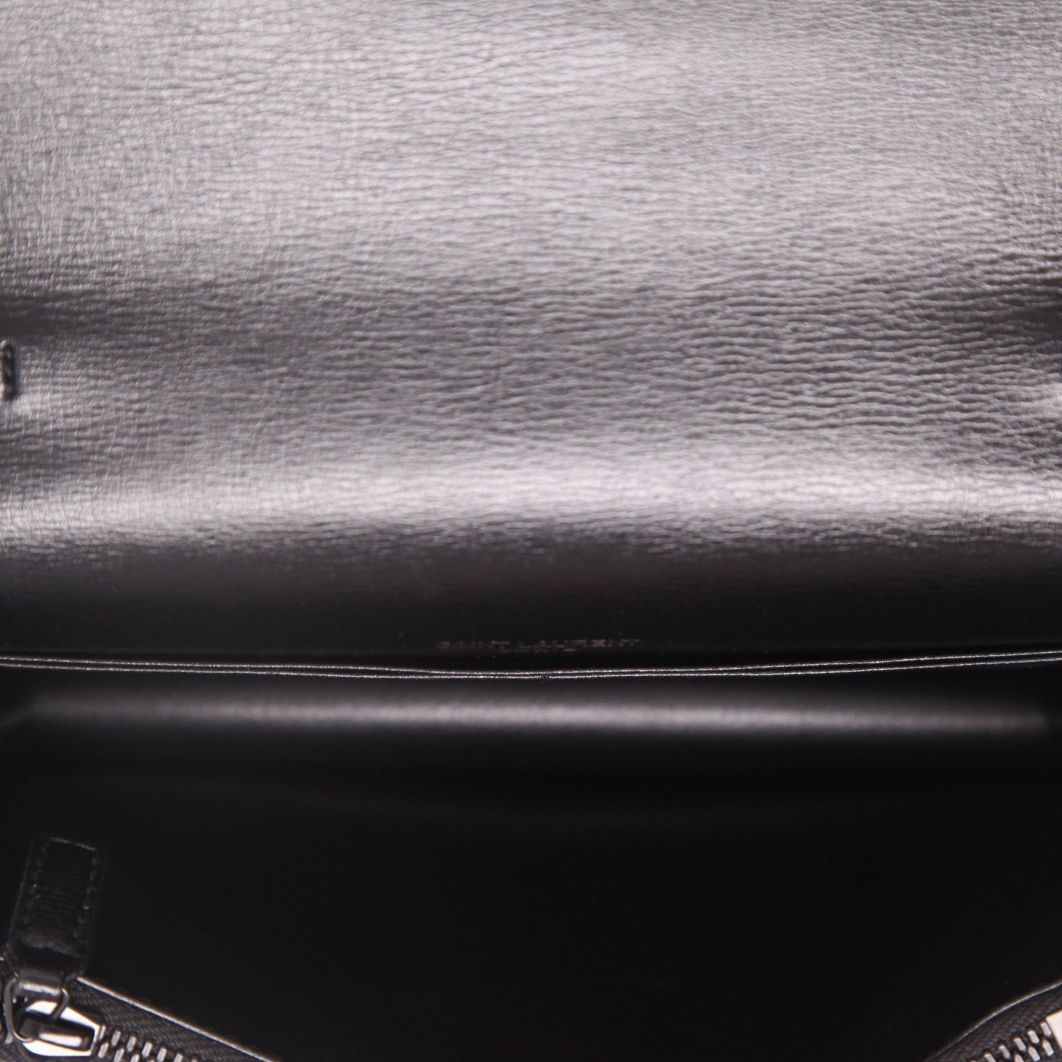 Bolso bandolera Saint Laurent  Sunset mini  en cuero negro - Detail D3