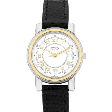 Montre Hermès Carrick en acier et plaqué or Vers 1996