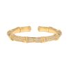 Hald-rigid open Cartier Bambou bracelet in yellow gold and diamonds - 00pp thumbnail