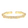 Hald-rigid open Cartier Bambou bracelet in yellow gold and diamonds - 360 thumbnail