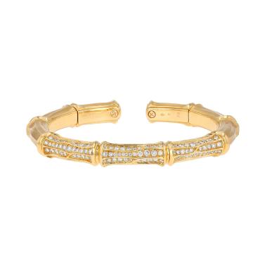Bracelet semi-rigide ouvert Cartier Bambou en or jaune et diamants