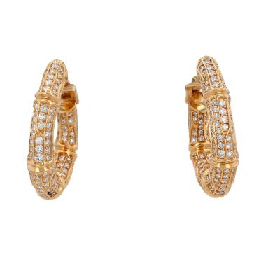 Par de criollas Cartier Bambou de oro amarillo y diamantes