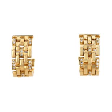 Cartier Maillon Panthère large model earrings in yellow gold and diamonds