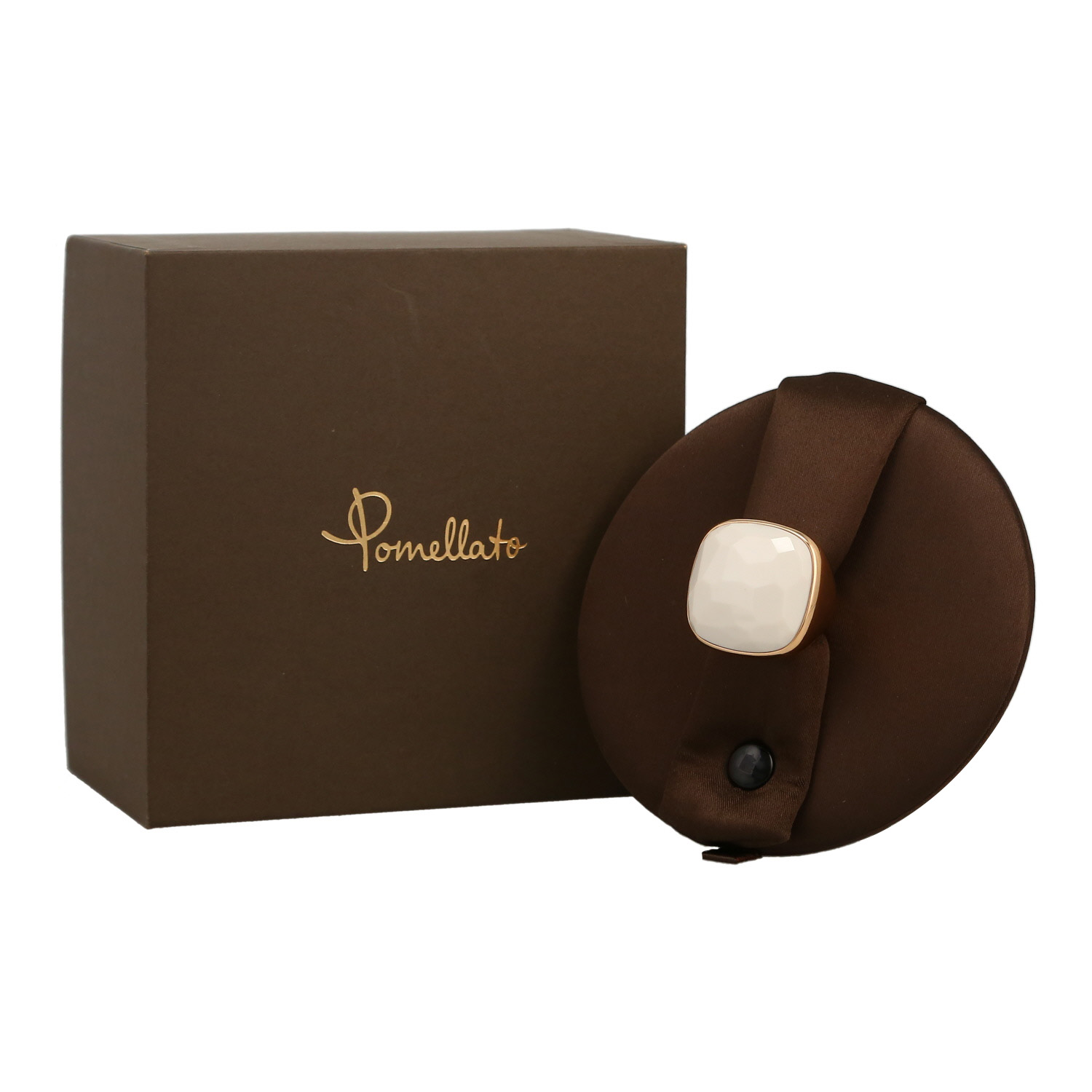 Pomellato Victoria ring in pink gold and cacholong - Detail D2