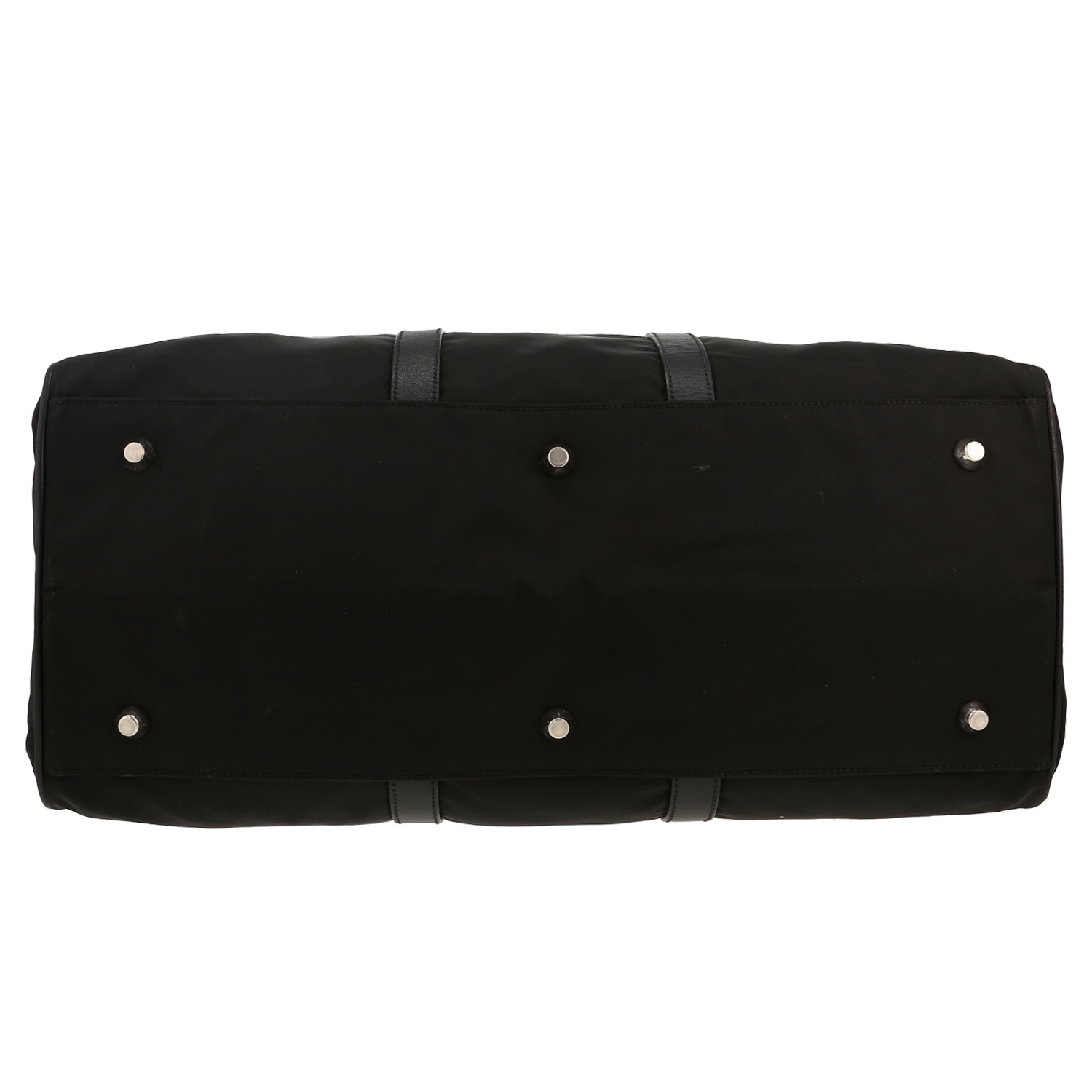 Bolsa de viaje Prada   en lona negra y cuero negro - Detail D1