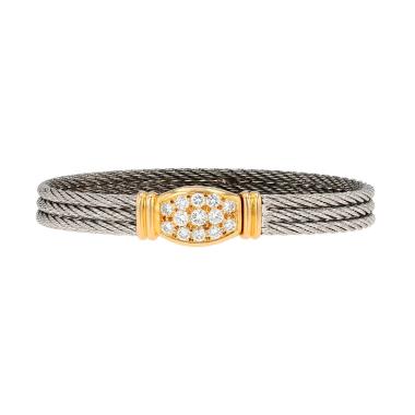 Fred Force 10 bracelet in stainless steel, yellow gold and diamonds