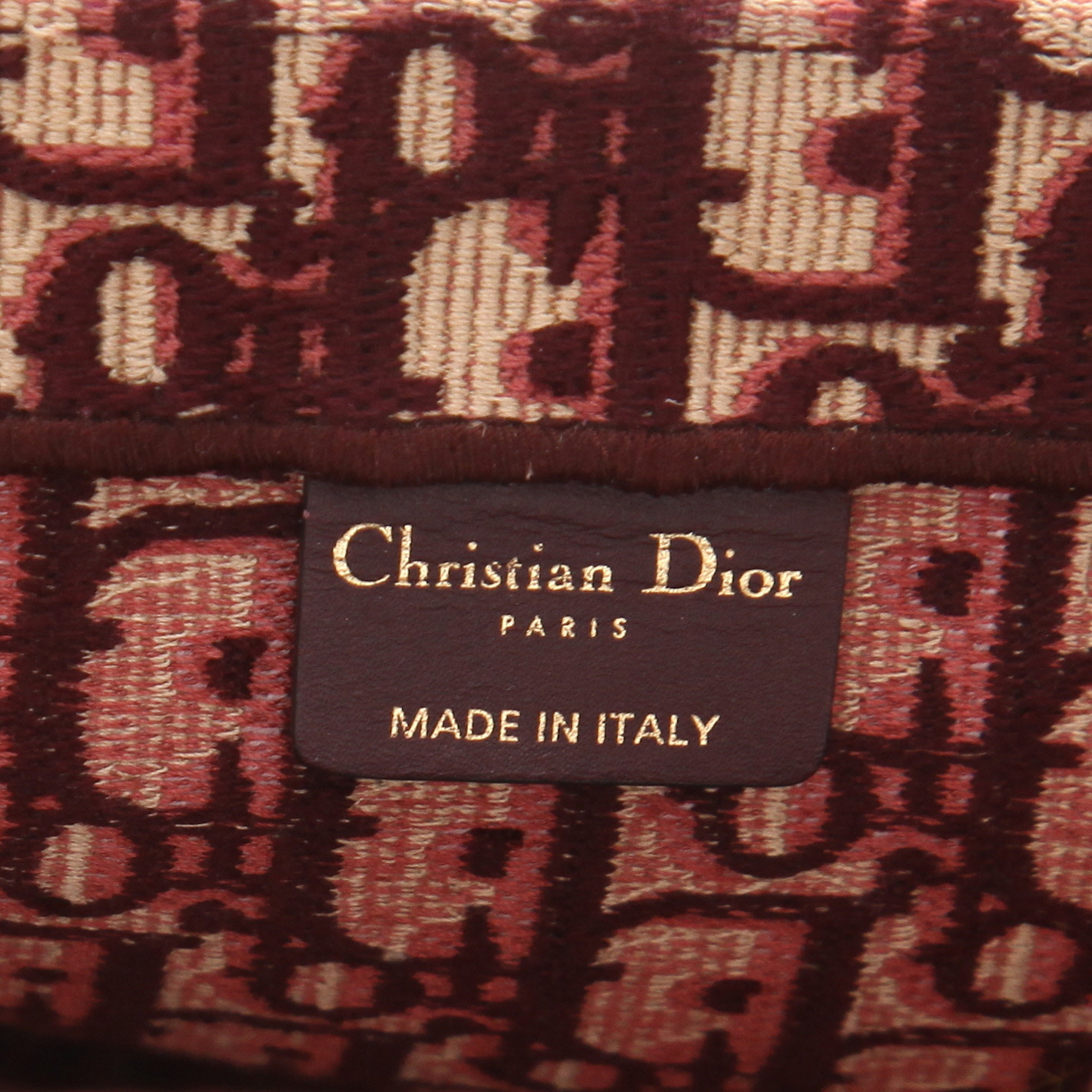 Sac cabas Dior  Book Tote en toile monogram Oblique bordeaux et beige - Detail D2