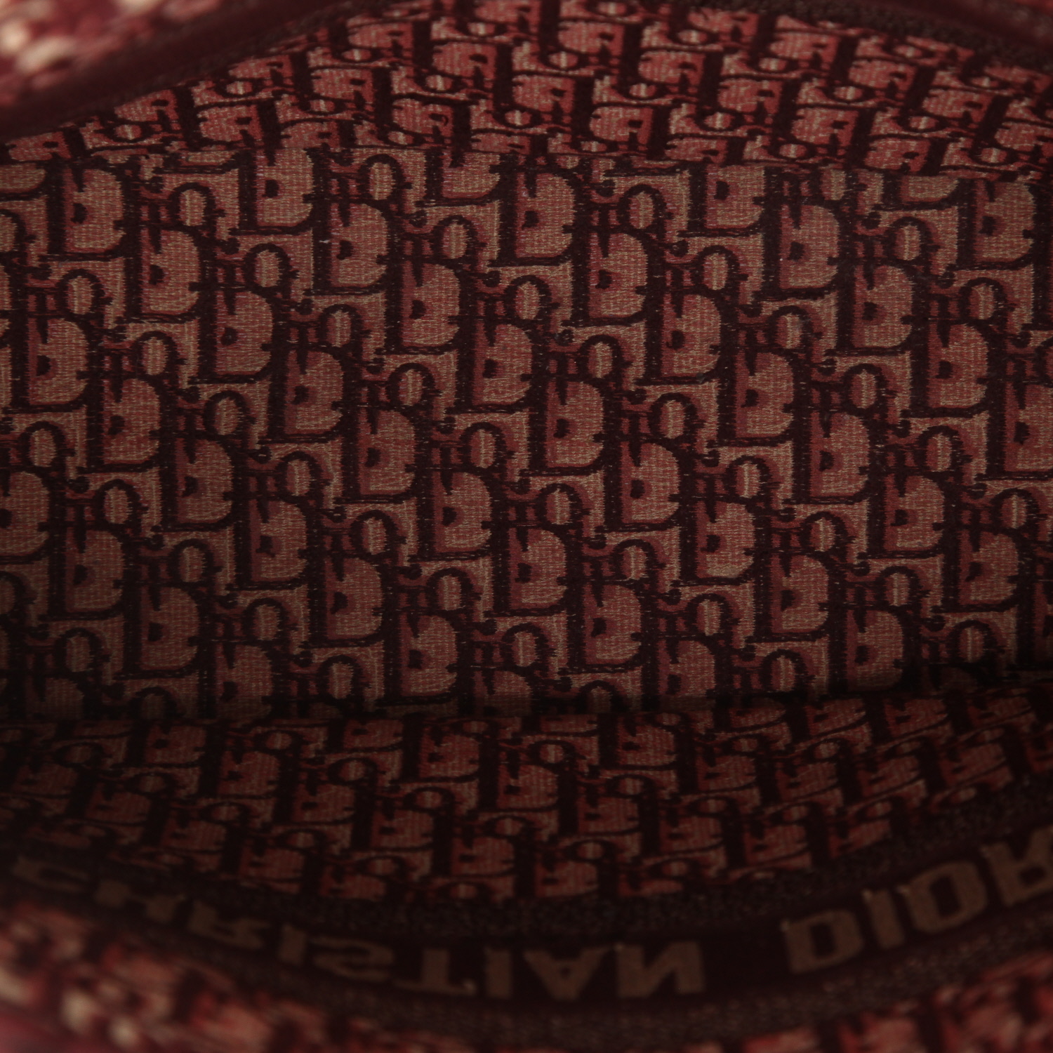 Sac cabas Dior  Book Tote en toile monogram Oblique bordeaux et beige - Detail D3