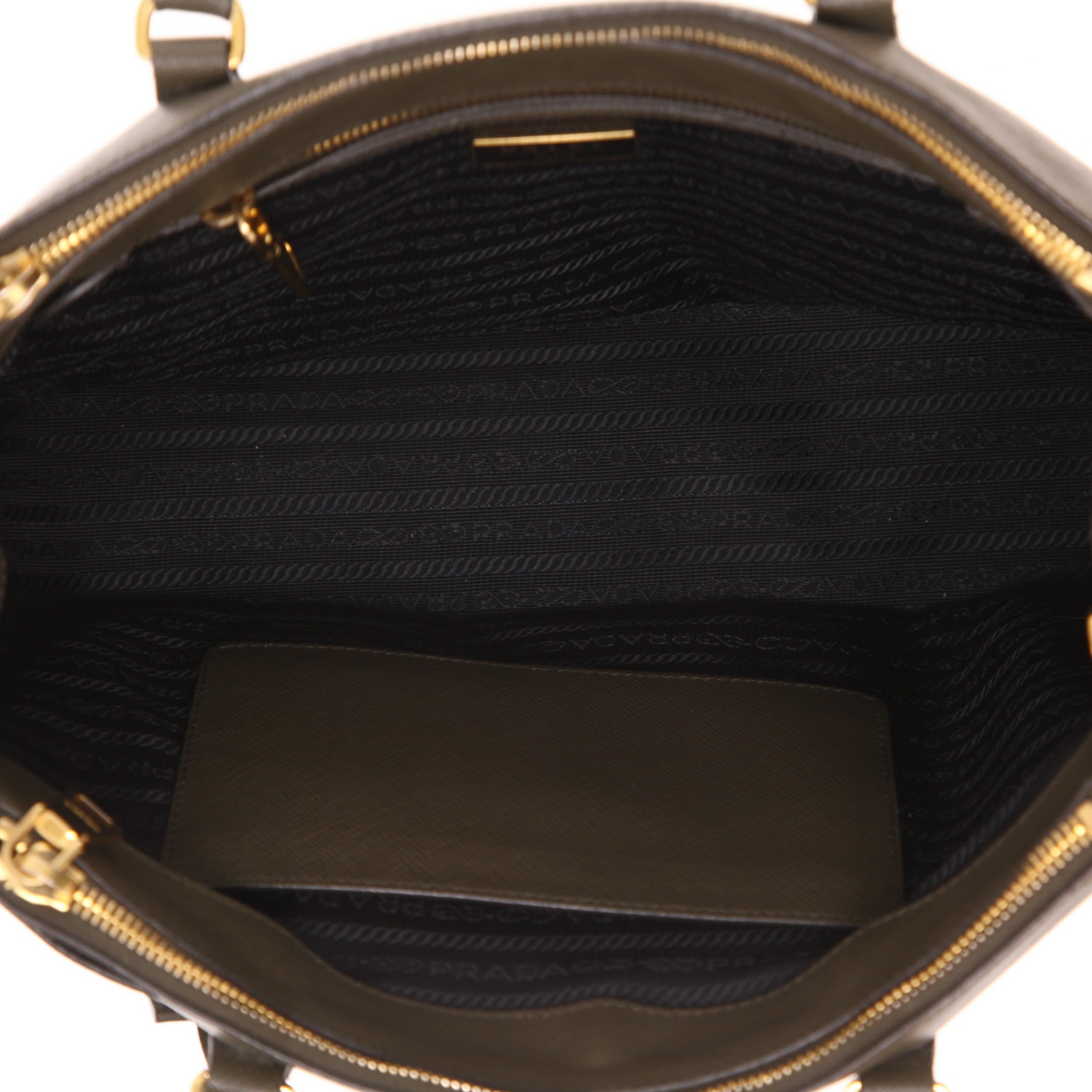 Prada Galleria handbag in khaki-green Saffiano leather - Detail D4