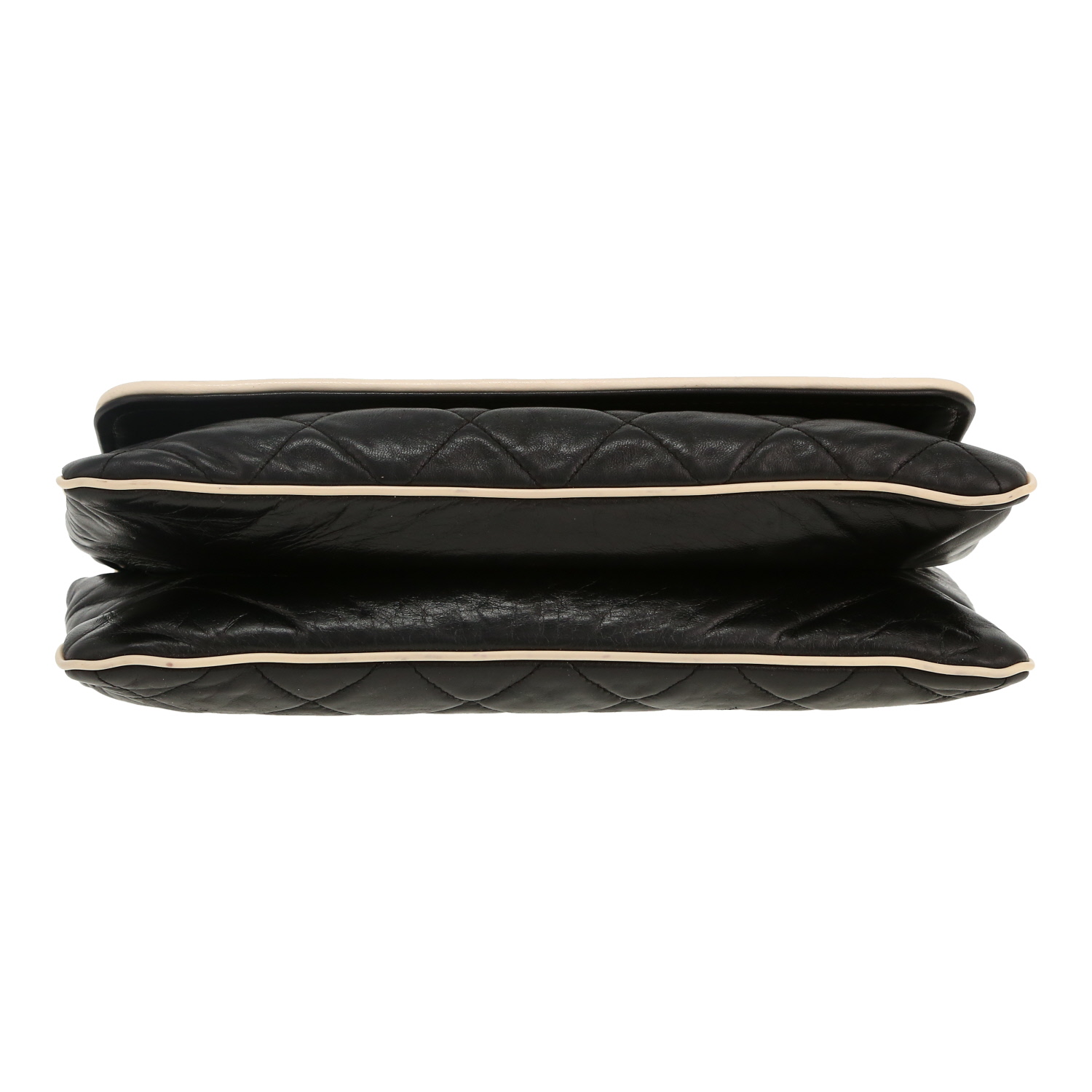 Bolso de mano Chanel  Croisière en cuero acolchado negro y junco blanco - Detail D1