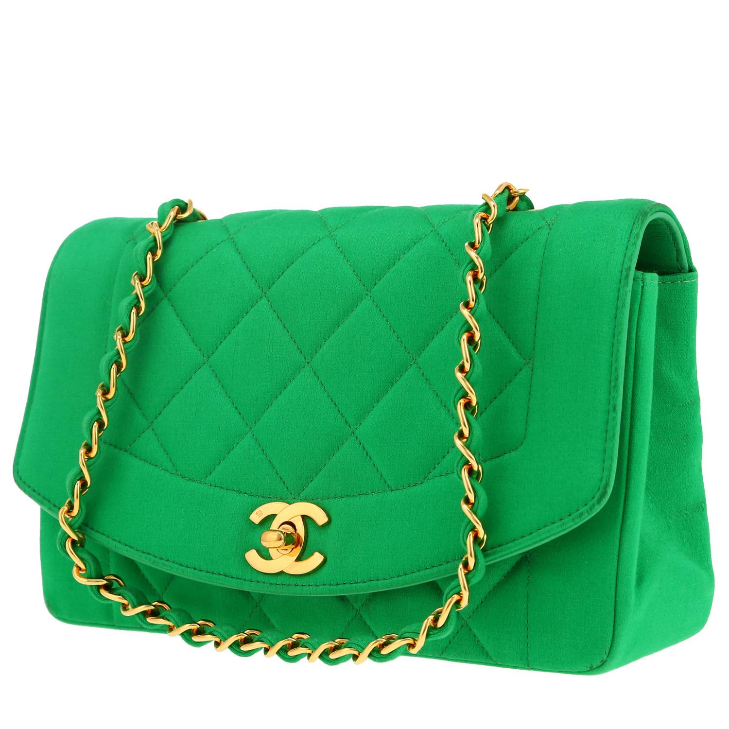 Chanel Diana shoulder bag in green satin