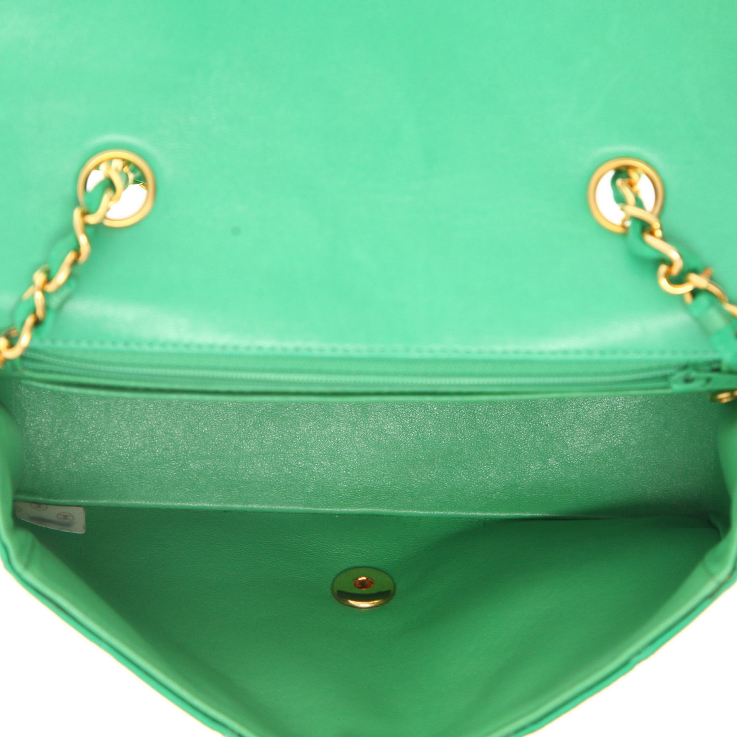 Chanel  Diana shoulder bag  in green satin - Detail D3