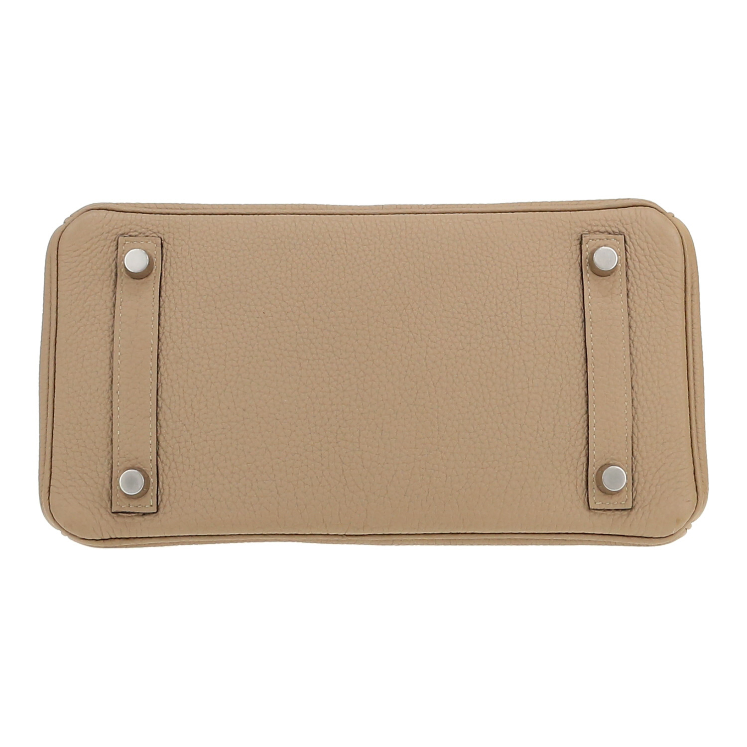 Bolso de mano Hermès  Birkin 25 cm en cuero togo Beige Marfa - Detail D1