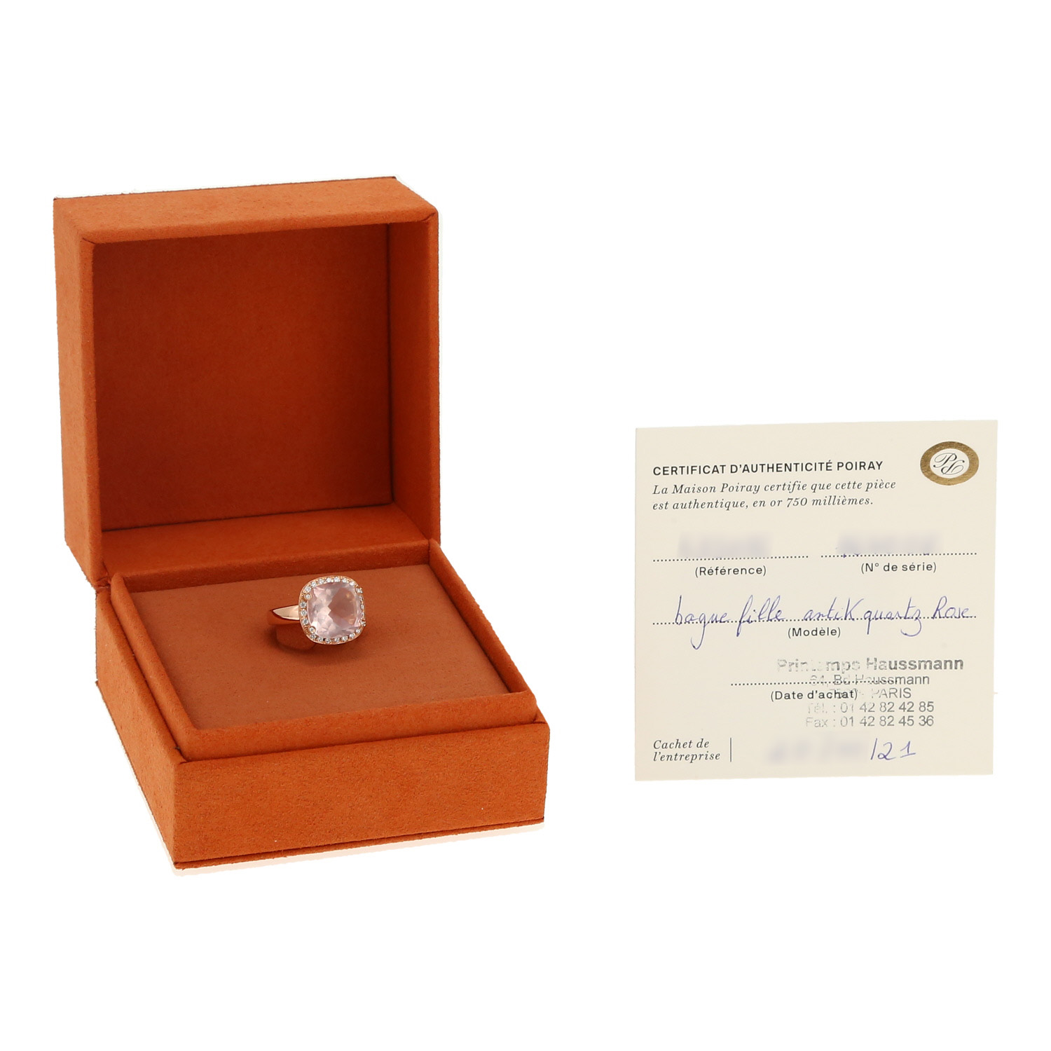 Bague Poiray Fille Antique en or rose, quartz rose et diamants - Detail D2