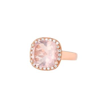 Anello Poiray Fille Antique in oro rosa, quarzo rosa e diamanti