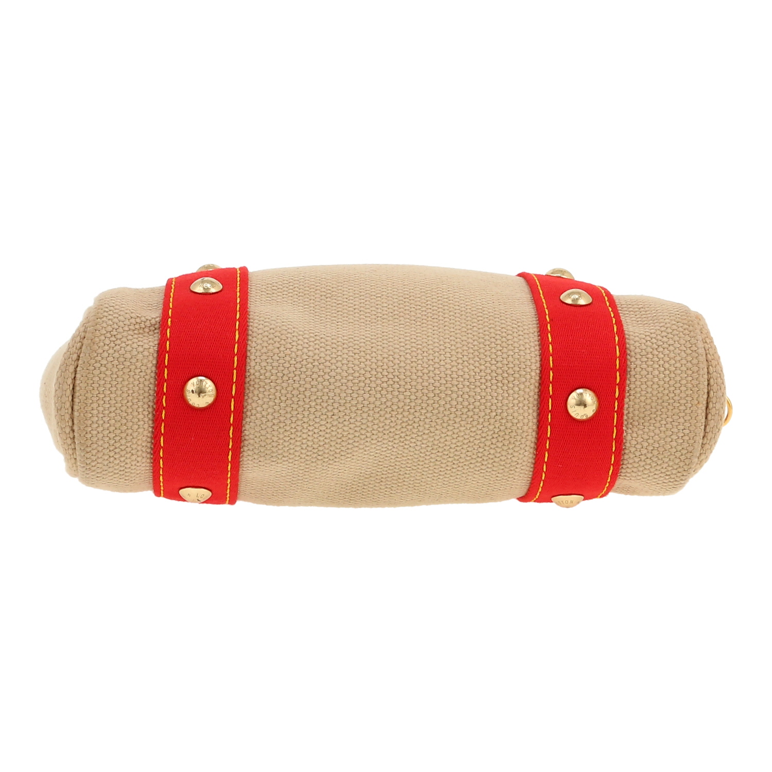 Bolso de mano Louis Vuitton  Antigua modelo pequeño  en lona beige y roja - Detail D1