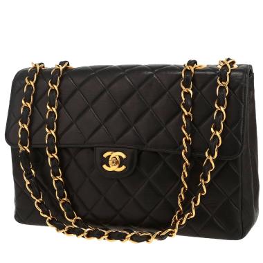 Chanel  Timeless Jumbo shoulder bag  in black quilted leather