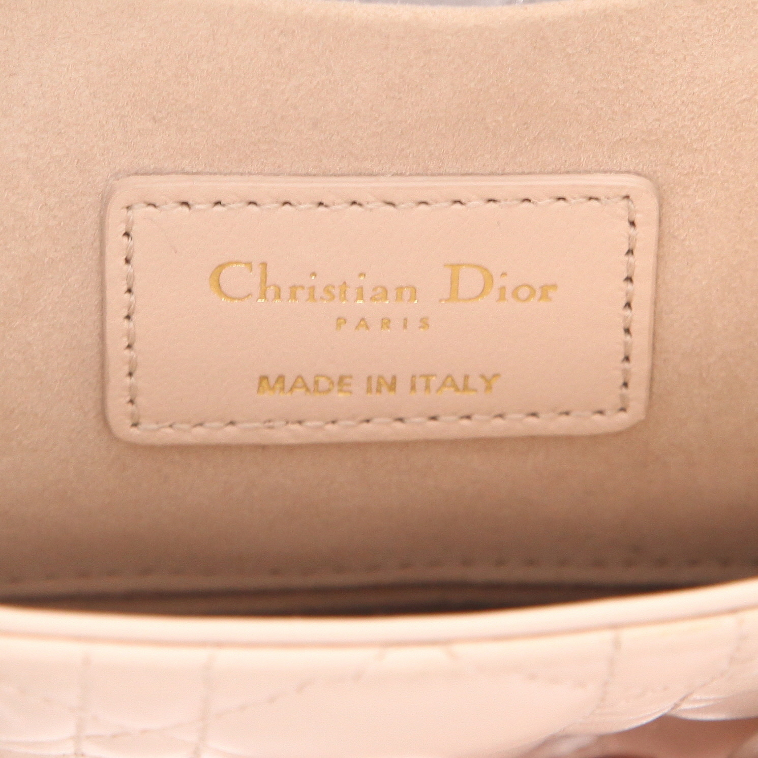 Sac bandoulière Dior  Lady D-Joy moyen modèle  en cuir cannage beige - Detail D2