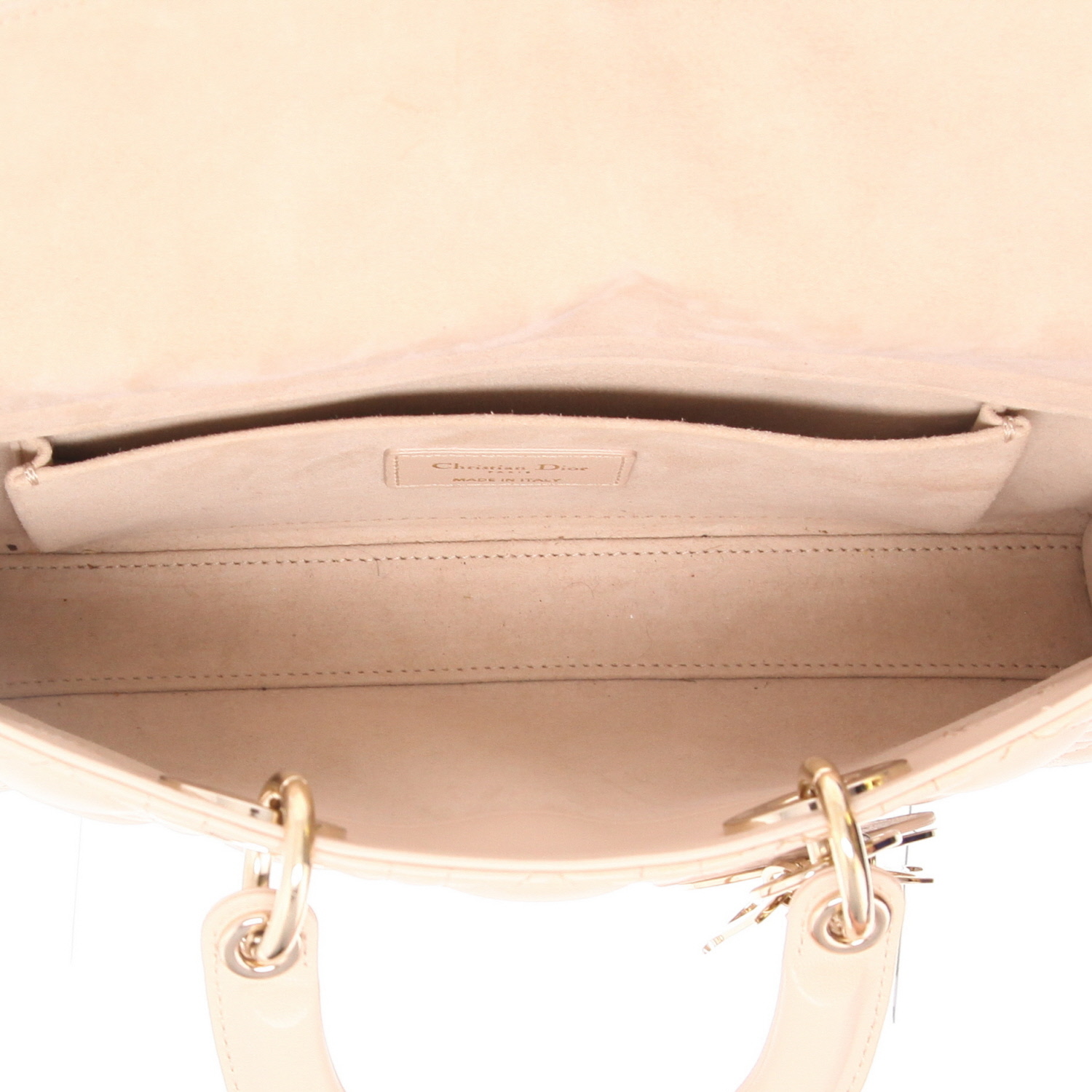 Sac bandoulière Dior  Lady D-Joy moyen modèle  en cuir cannage beige - Detail D3