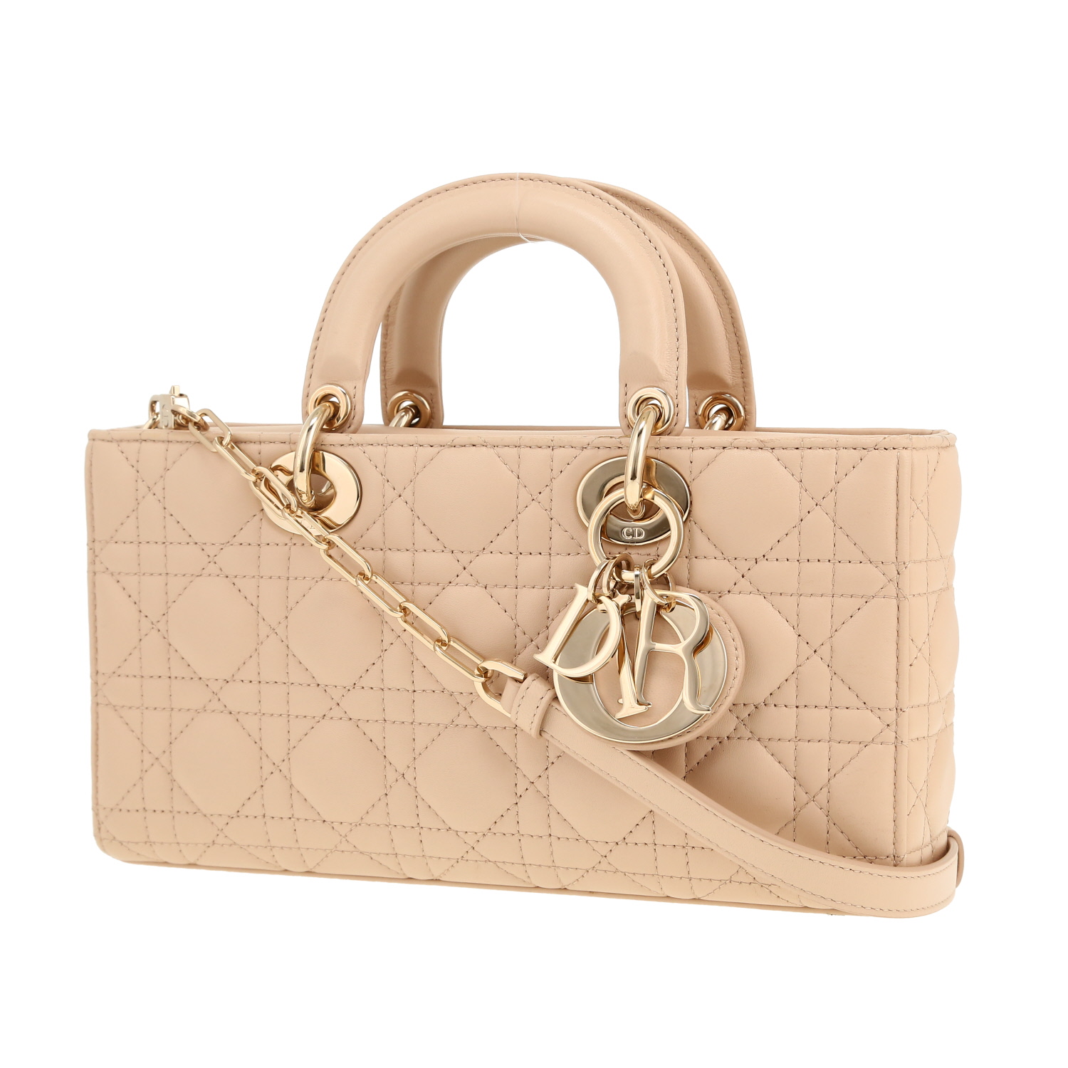 Dior  Lady D-Joy medium model  shoulder bag  in beige leather cannage - Detail D4