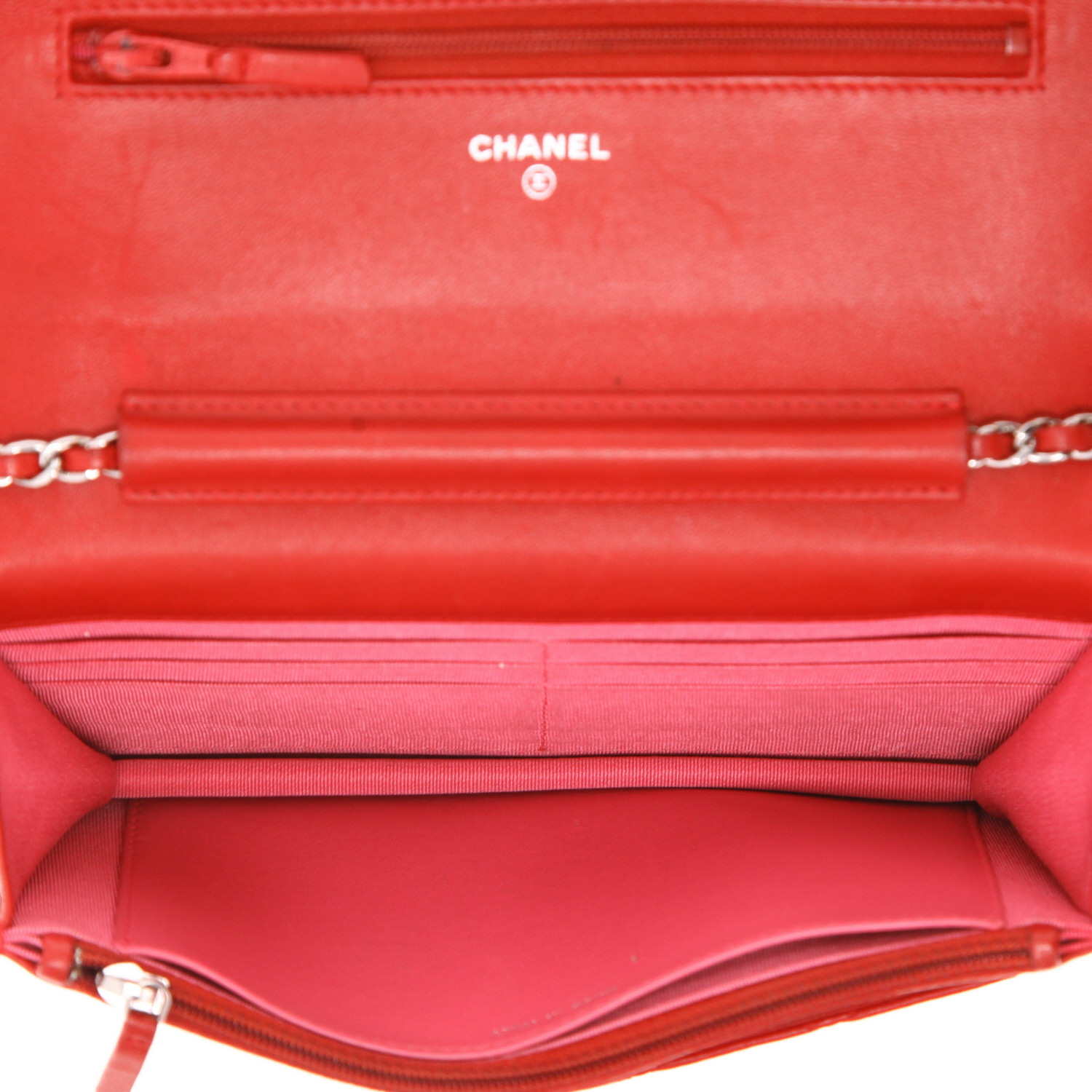 Bolso bandolera Chanel  Wallet on Chain en cuero acolchado rojo - Detail D3