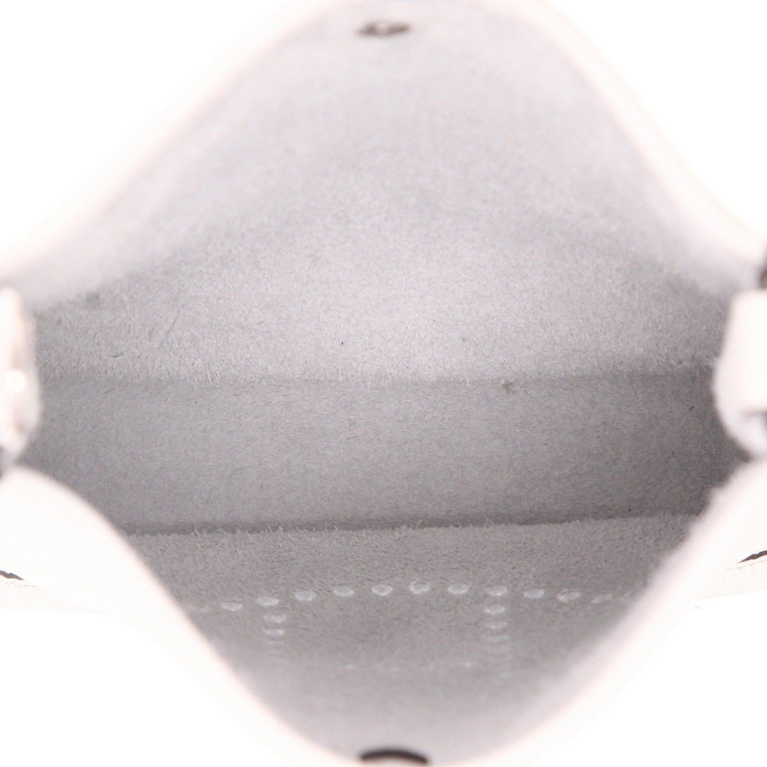 Bolso bandolera Hermès  Mini Evelyne en cuero taurillon clémence blanco - Detail D3