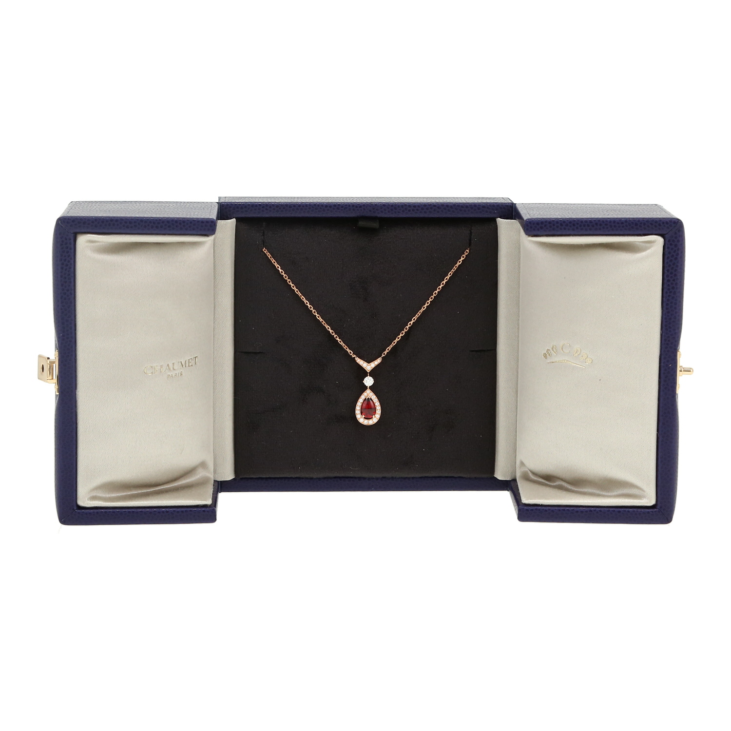 Collier Chaumet Joséphine Aigrette en or rose, grenat et diamants - Detail D2