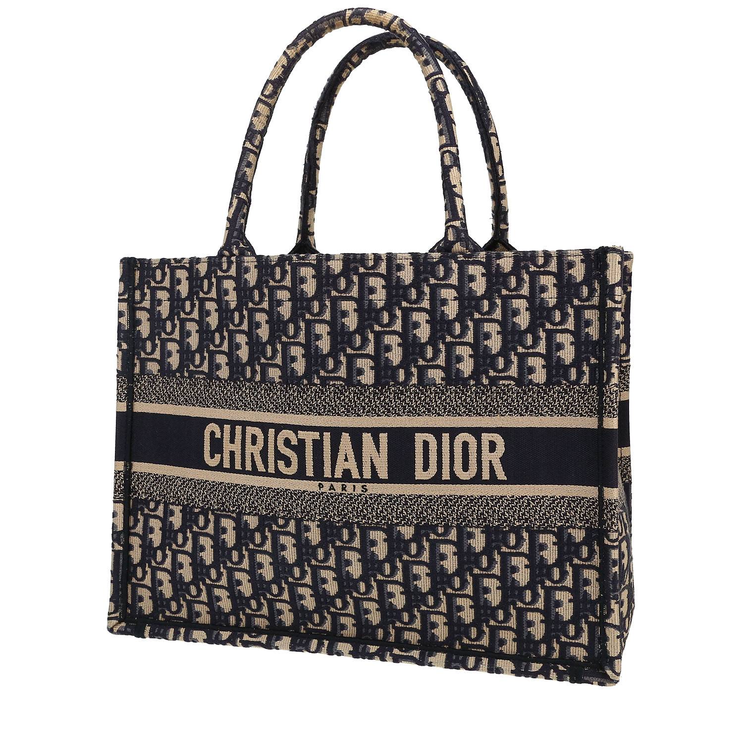 Shopping bag Dior  Book Tote in tessuto a monogramma Oblique blu e beige