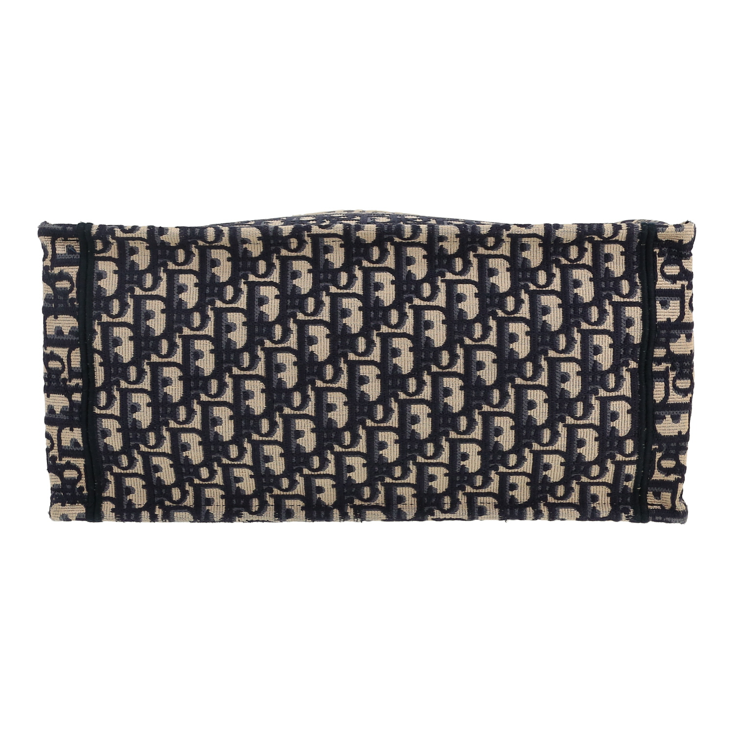 Sac cabas Dior Book Tote en toile monogram Oblique bleue et beige - Detail D1