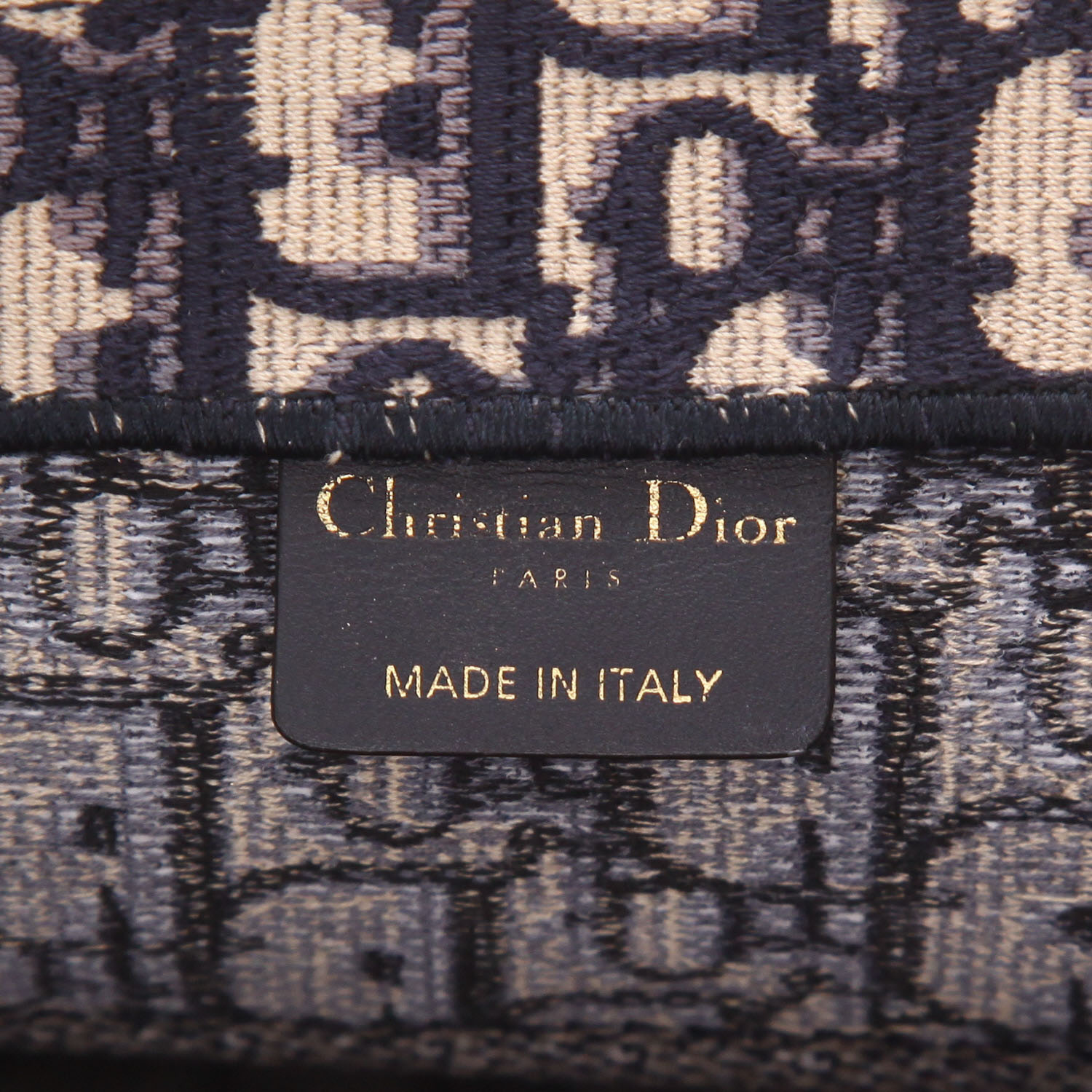Sac cabas Dior Book Tote en toile monogram Oblique bleue et beige - Detail D2