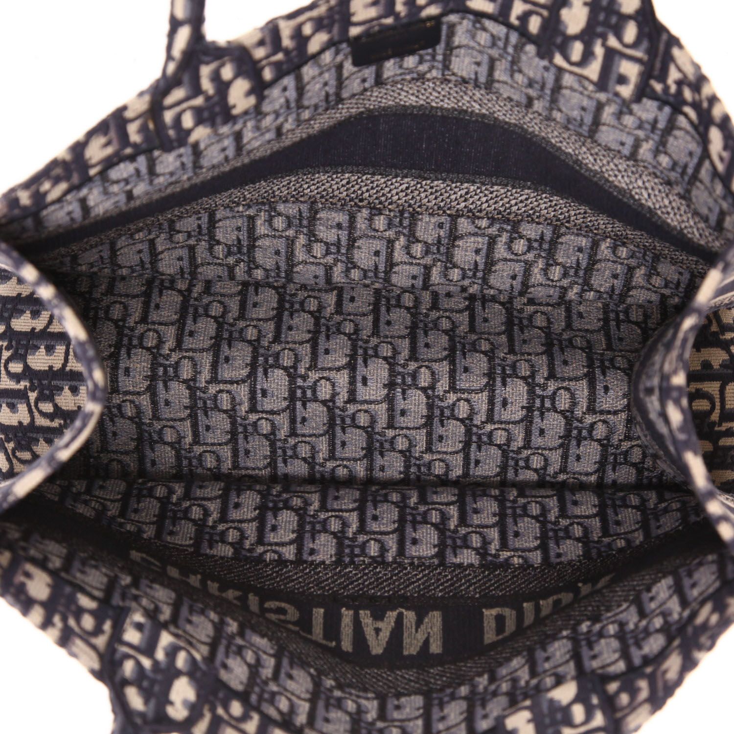 Sac cabas Dior Book Tote en toile monogram Oblique bleue et beige - Detail D3