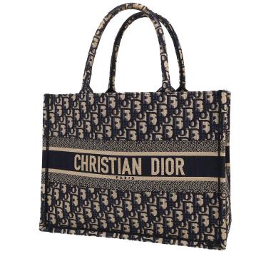 Borsa shopping Dior Book Tote, modello medio, in tela Monogram Oblique blu e beige