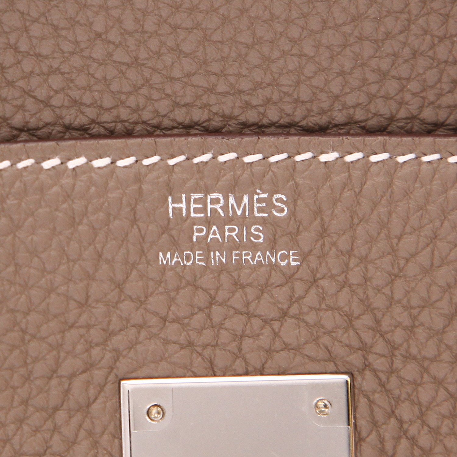 Bolso de mano Hermès  Birkin 30 cm en cuero togo marrón etoupe - Detail D2