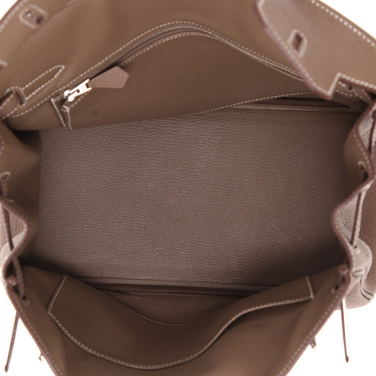 Bolso de mano Hermès  Birkin 30 cm en cuero togo marrón etoupe - Detail D3