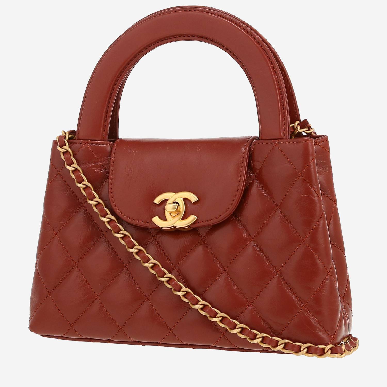 Borsa Chanel  Mini Shopping in pelle trapuntata color cognac