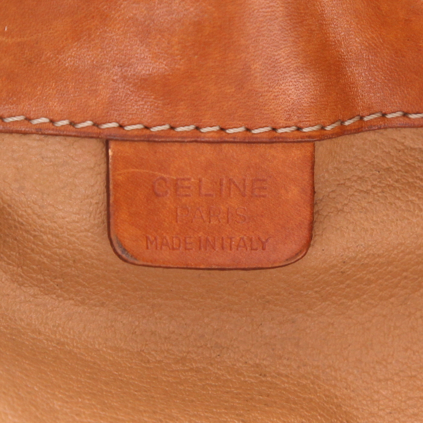 Borsa Celine  Vintage in tela "Triomphe" marrone e pelle naturale - Detail D2