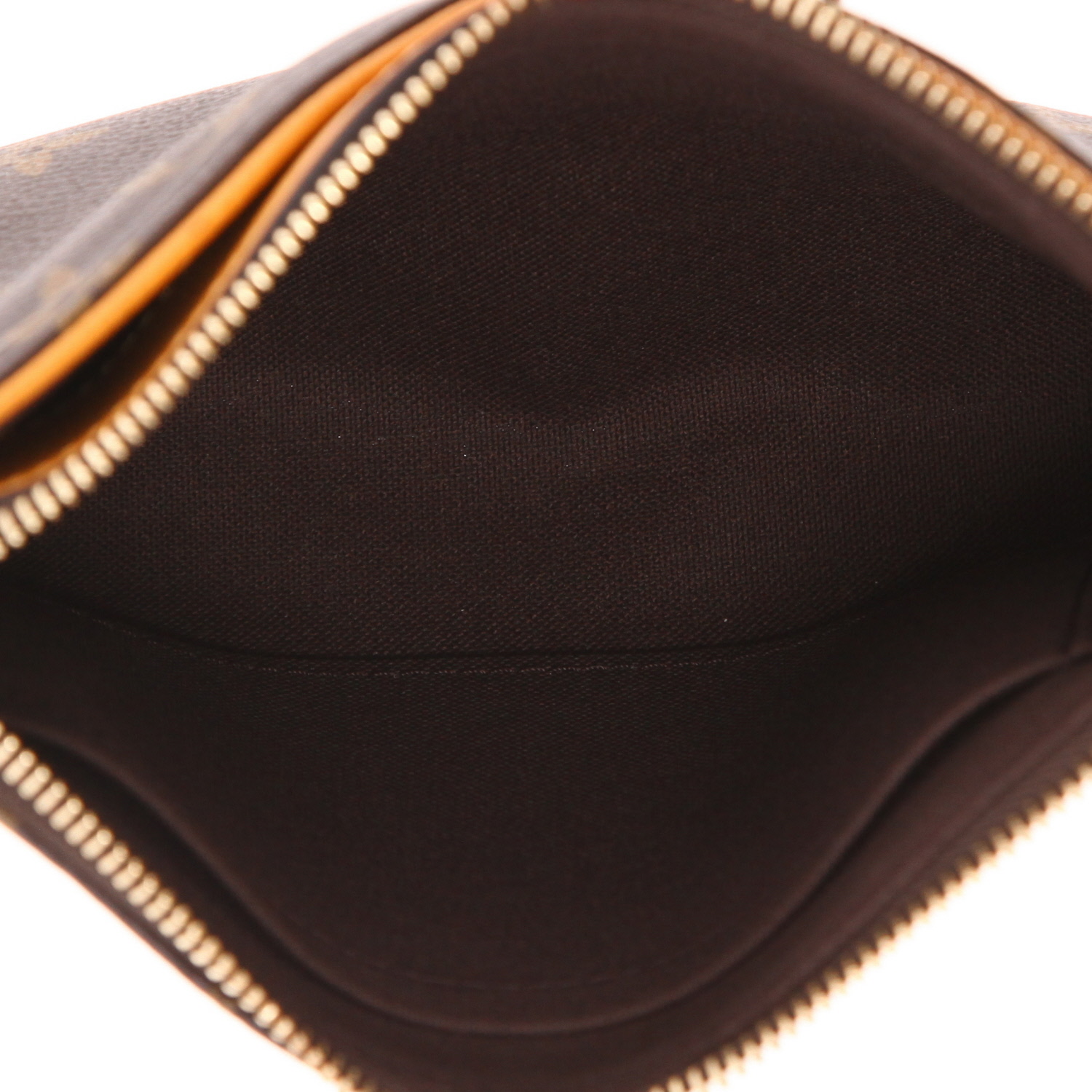 Borsa a tracolla Louis Vuitton  Pallas in tela monogram marrone e pelle giallo zafferano - Detail D3