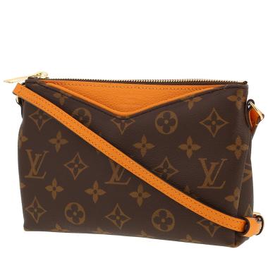 Sac bandoulière Louis Vuitton  Pallas en toile monogram marron et cuir jaune safran