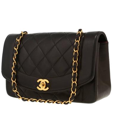 Sac bandoulière Chanel  Diana en cuir matelassé noir