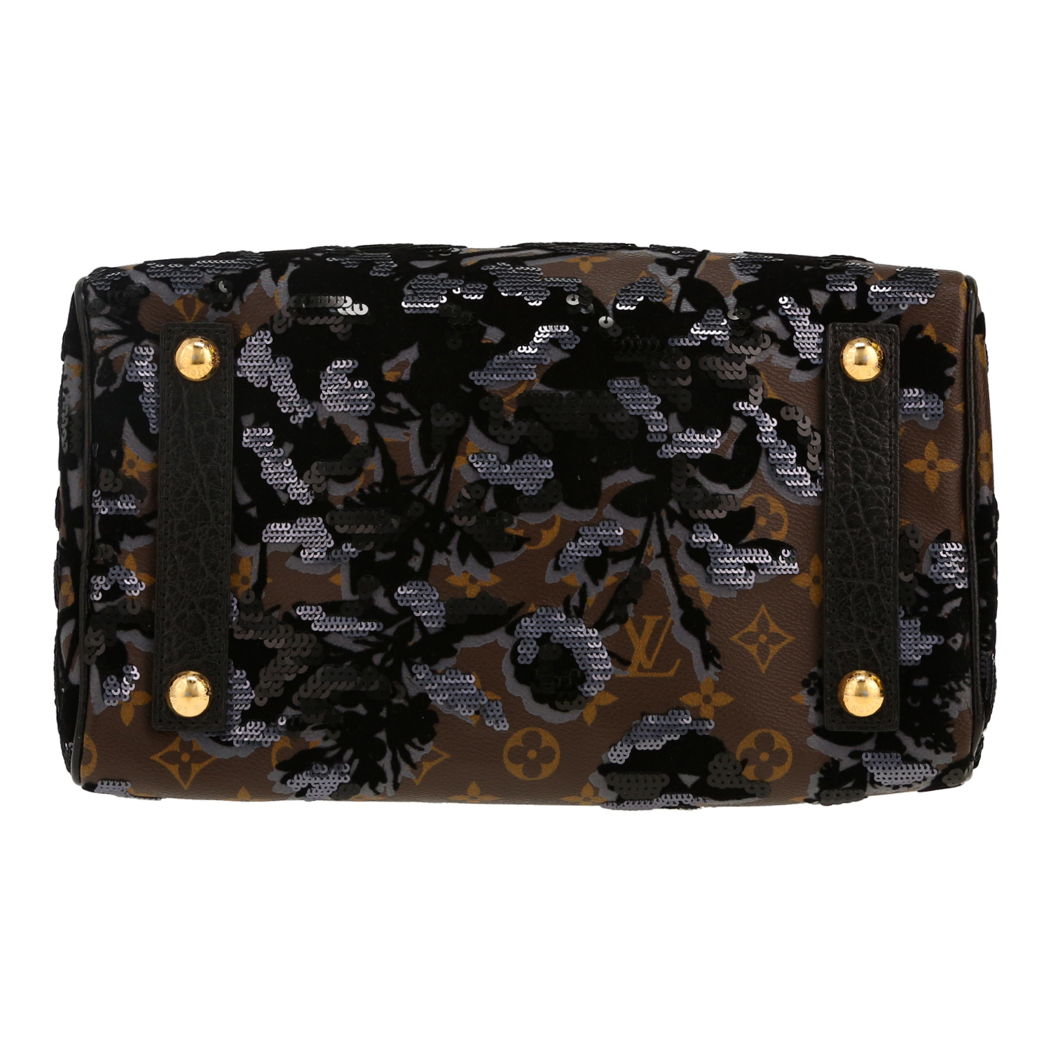 Bolso de mano Louis Vuitton  Speedy Editions Limitées en lona Monogram marrón y cuero natural - Detail D1