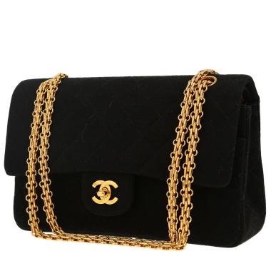 Chanel vintage quilted Leder hot Bag schwarz / Gold top