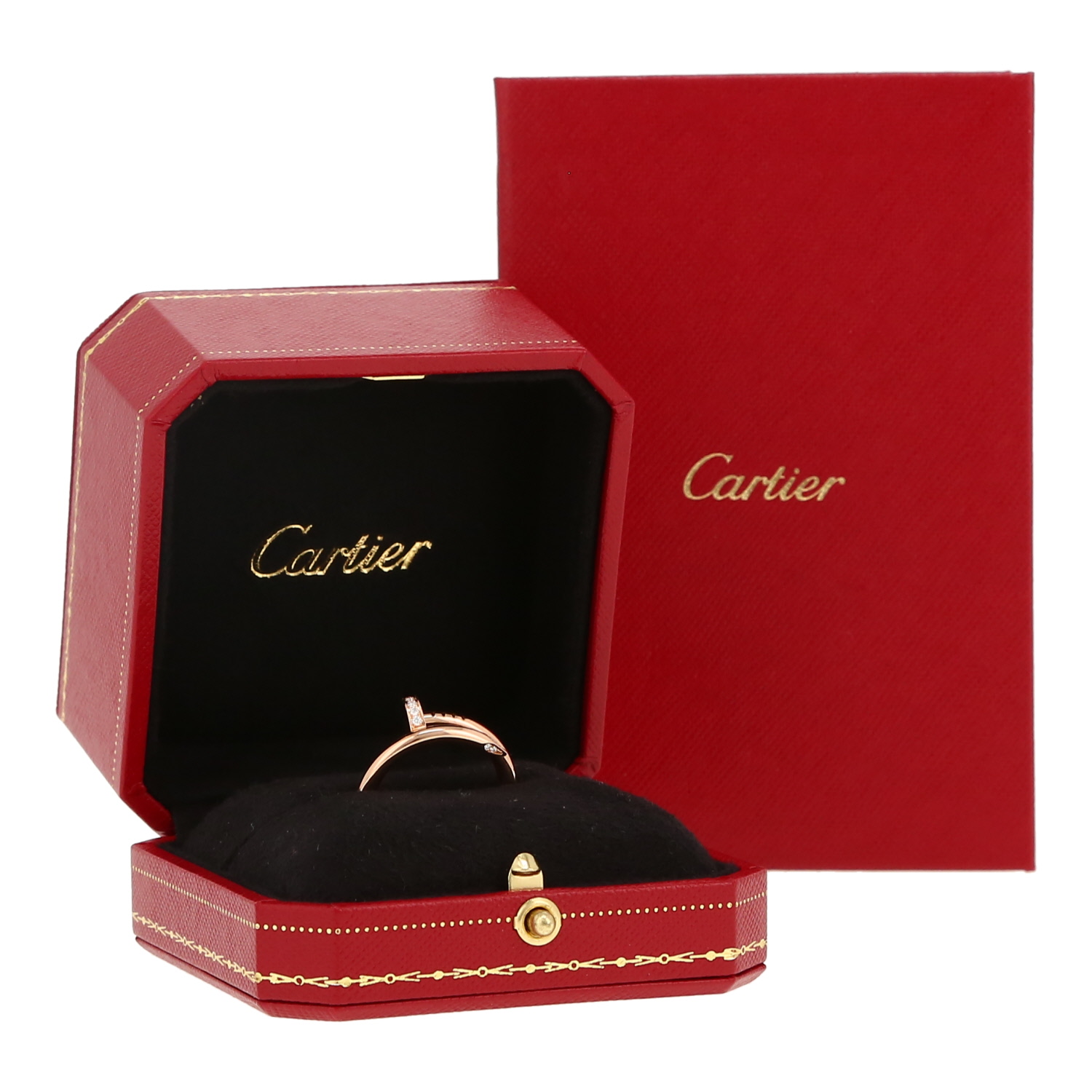 Sortija Cartier Juste un clou de oro rosa y diamantes - Detail D2