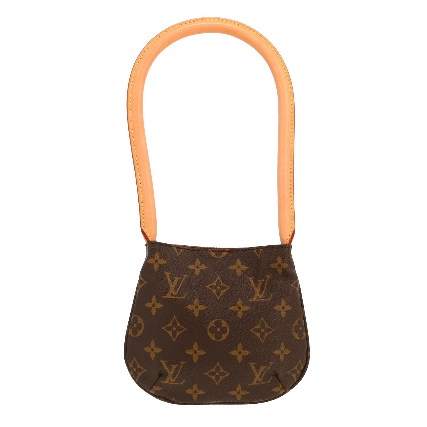Bolso de mano Louis Vuitton Looping en lona Monogram y cuero natural - Detail D4
