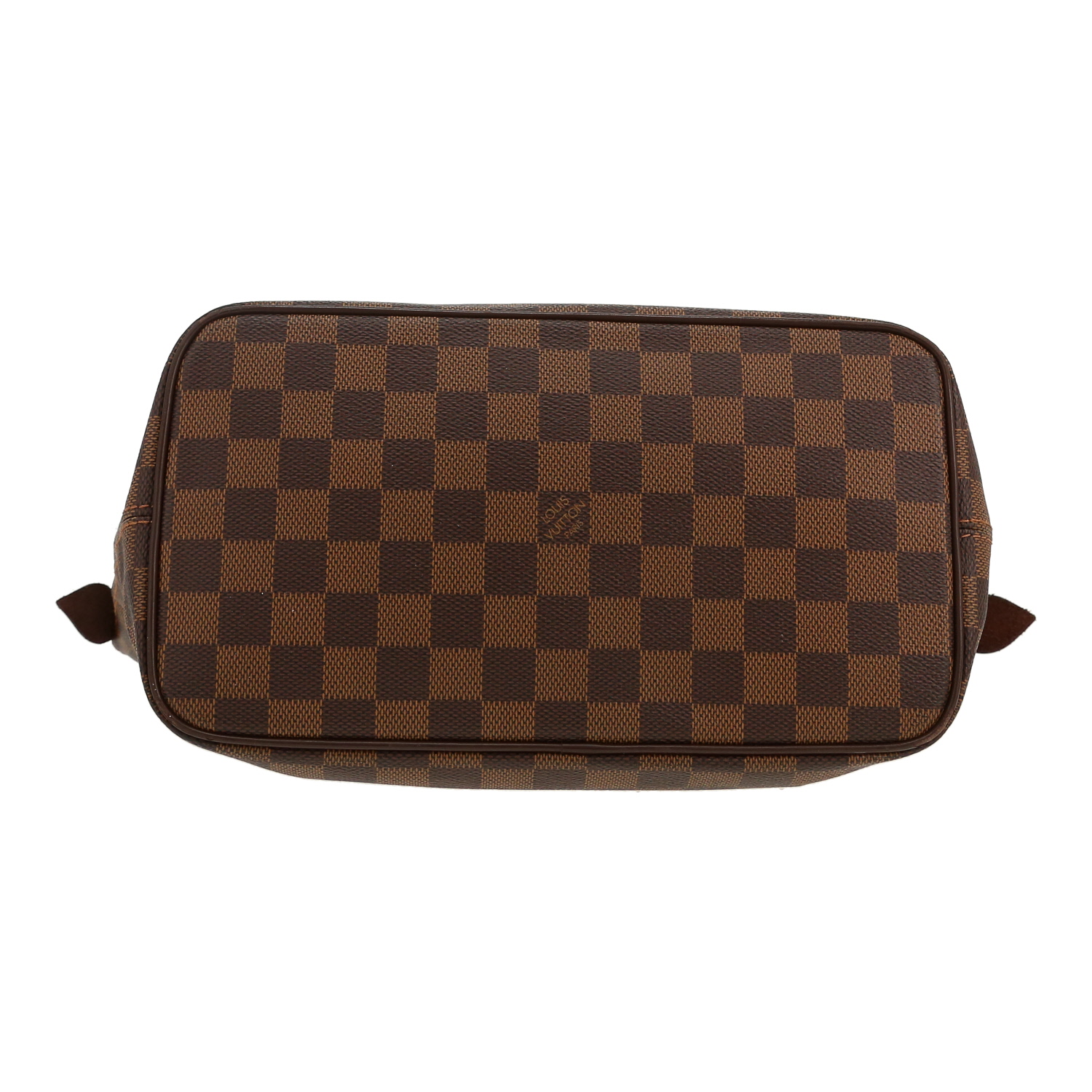 Bolso de mano Louis Vuitton  Saleya en lona a cuadros ébano y cuero marrón - Detail D1