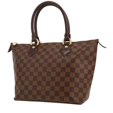 Bolso de mano Louis Vuitton  Saleya en lona a cuadros ébano y cuero marrón